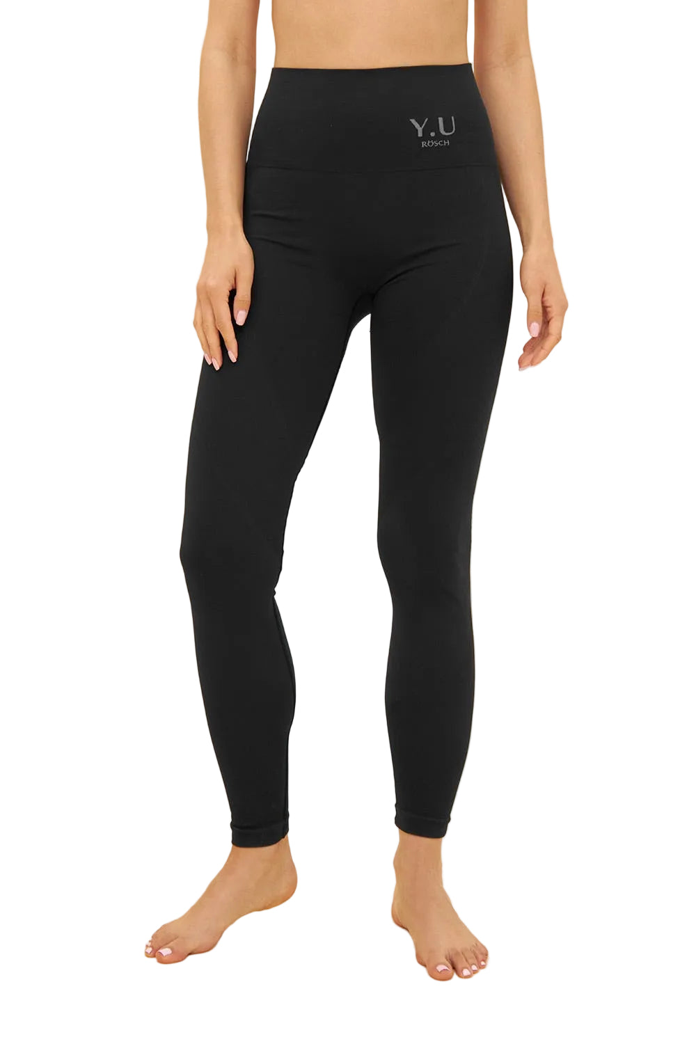 Nahtlose Damen Sportleggings Schwarz, High Waist, Shaping-Effekt. Ideal für Yoga, Workout & Fitness.