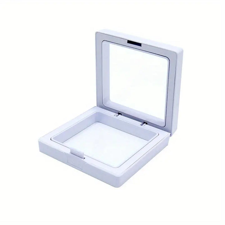 10er-Set schwebender Schmuck-Display-Boxen aus transparentem Kunststoff zur effektiven Schmuckpräsentation.