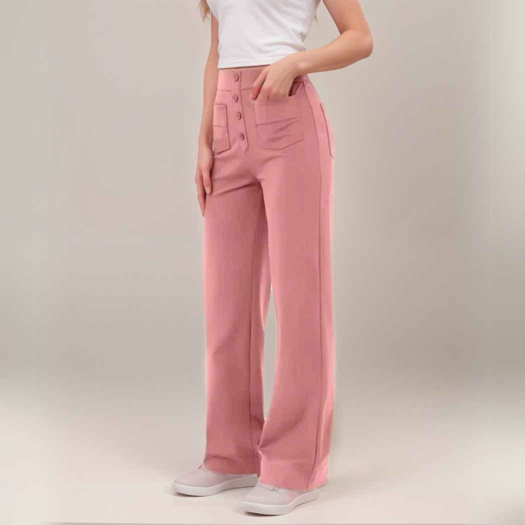 Elastische Damen Sculpting Hose, High Waist, weites Bein, für eine schmeichelhafte Silhouette.