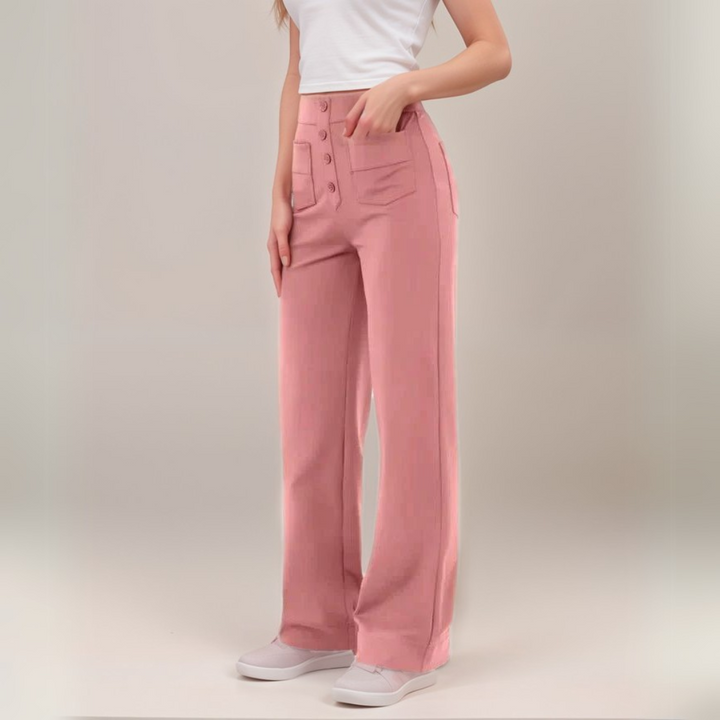 Elastische Damen Sculpting Hose, High Waist, weites Bein, für eine schmeichelhafte Silhouette.