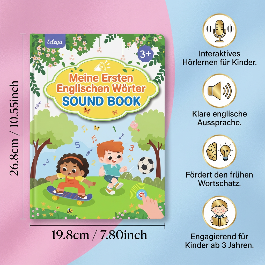 Bildungsspielzeug: Interaktives Englisch Lernbuch für Kinder zur spielerischen Sprachförderung & Erweiterung des Wortschatzes.