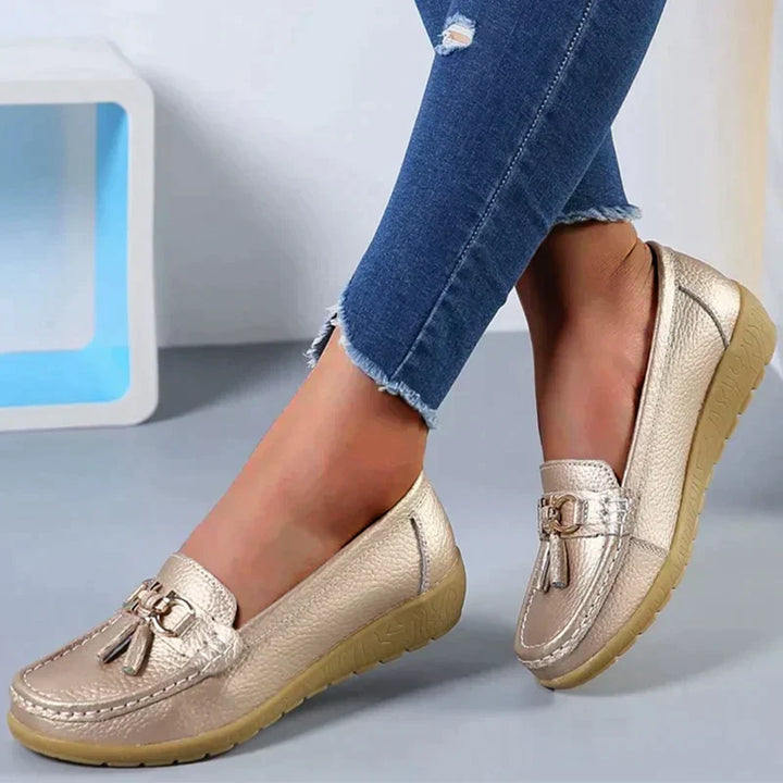 Klassische Damen Mokassins, bequeme Slipper für Alltag. Rutschfest, perfekt für Freizeit & entspannte Tage.