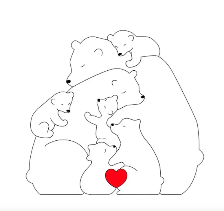 Personalisierte Holz-Bärenfamilie; ideales Geschenk für Mama oder Papa zum Mutter-/Vatertag mit Gravur.
