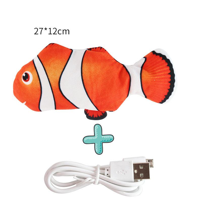 Detailansicht des aufladbaren interaktiven Zappelfisch Hundespielzeugs, perfekt für aktive Hunde.