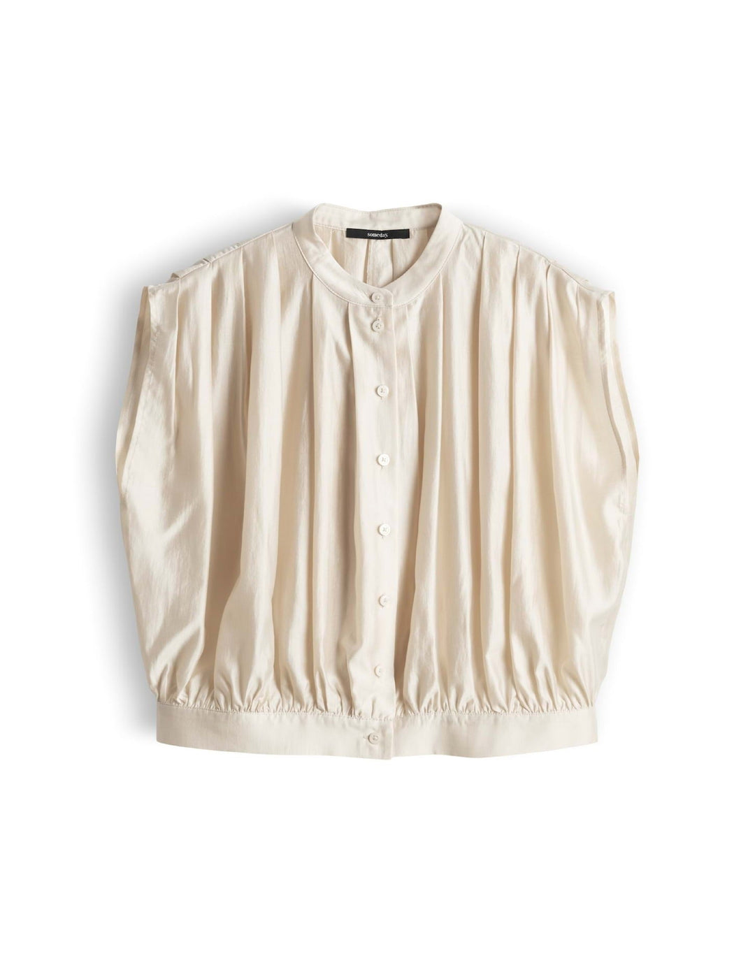 Elegante Damen Bluse mit dezenter Drapierung und Rundhalsausschnitt. Perfekt für Business Casual und Freizeit.