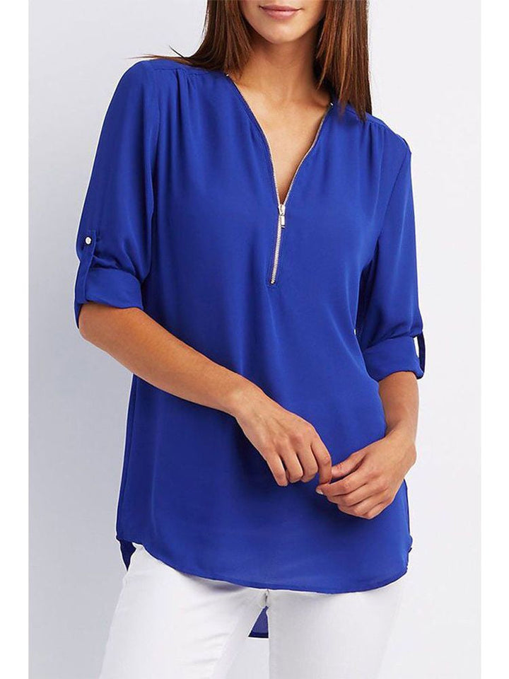Eleganter Kragen der Damen Langarm Bluse, bürotauglich & schick, perfekt für den Business-Look.