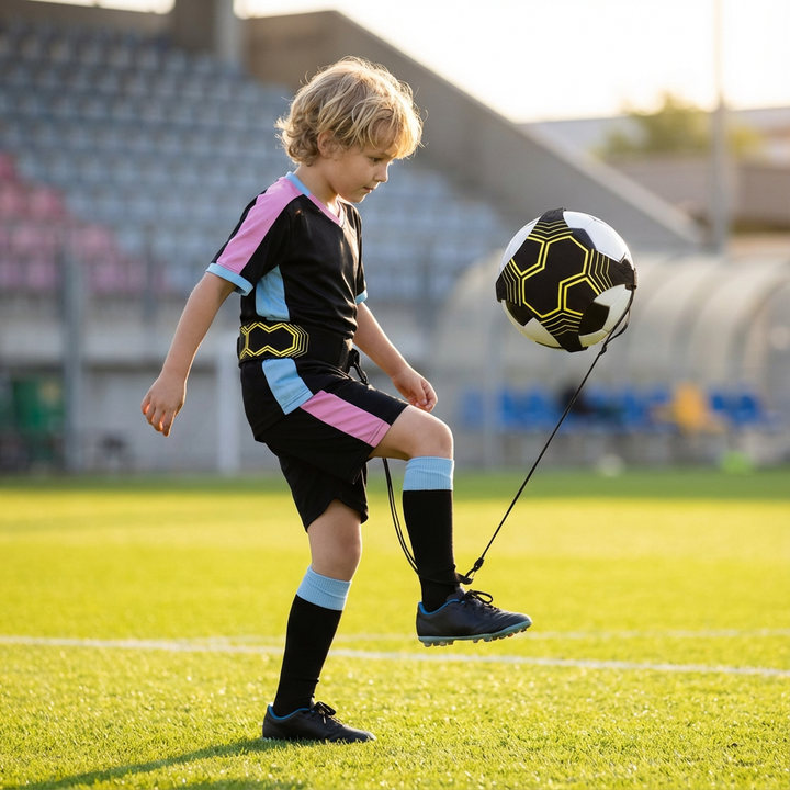 Fußball Trainingsgürtel zur Verbesserung der Ballkontrolle und Schusstechnik. Ideal für effektives Fußballtraining.