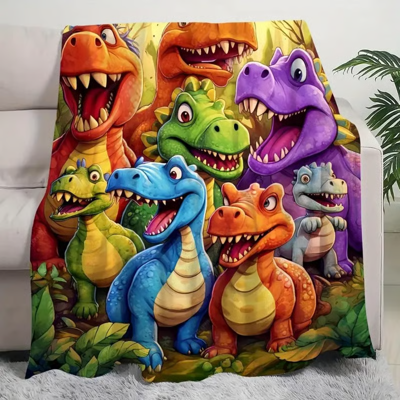 Ultraweiche & warme Dino-Kuscheldecke aus Flanell für Kinder. Ideal zum Einkuscheln & Spielen.