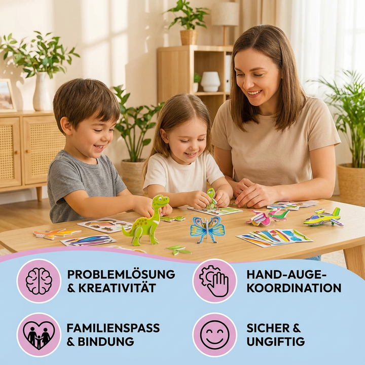 Lernspielzeug: 3D Dinosaurier-Puzzle für Kinder, stärkt räumliches Denken & Problemlösung.