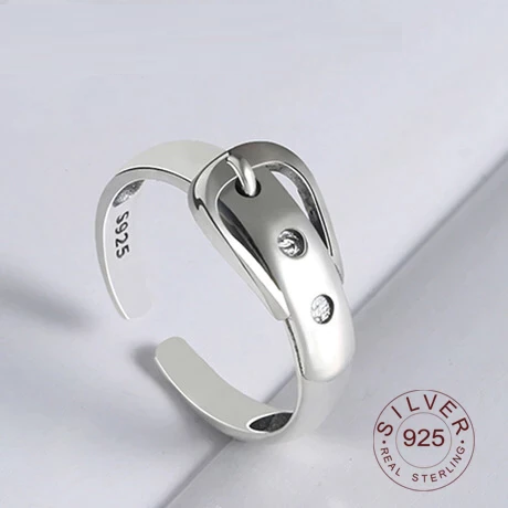 Unisex S925 Sterlingsilberring in eleganter Gürtelform, stilvolles Schmuck-Accessoire.