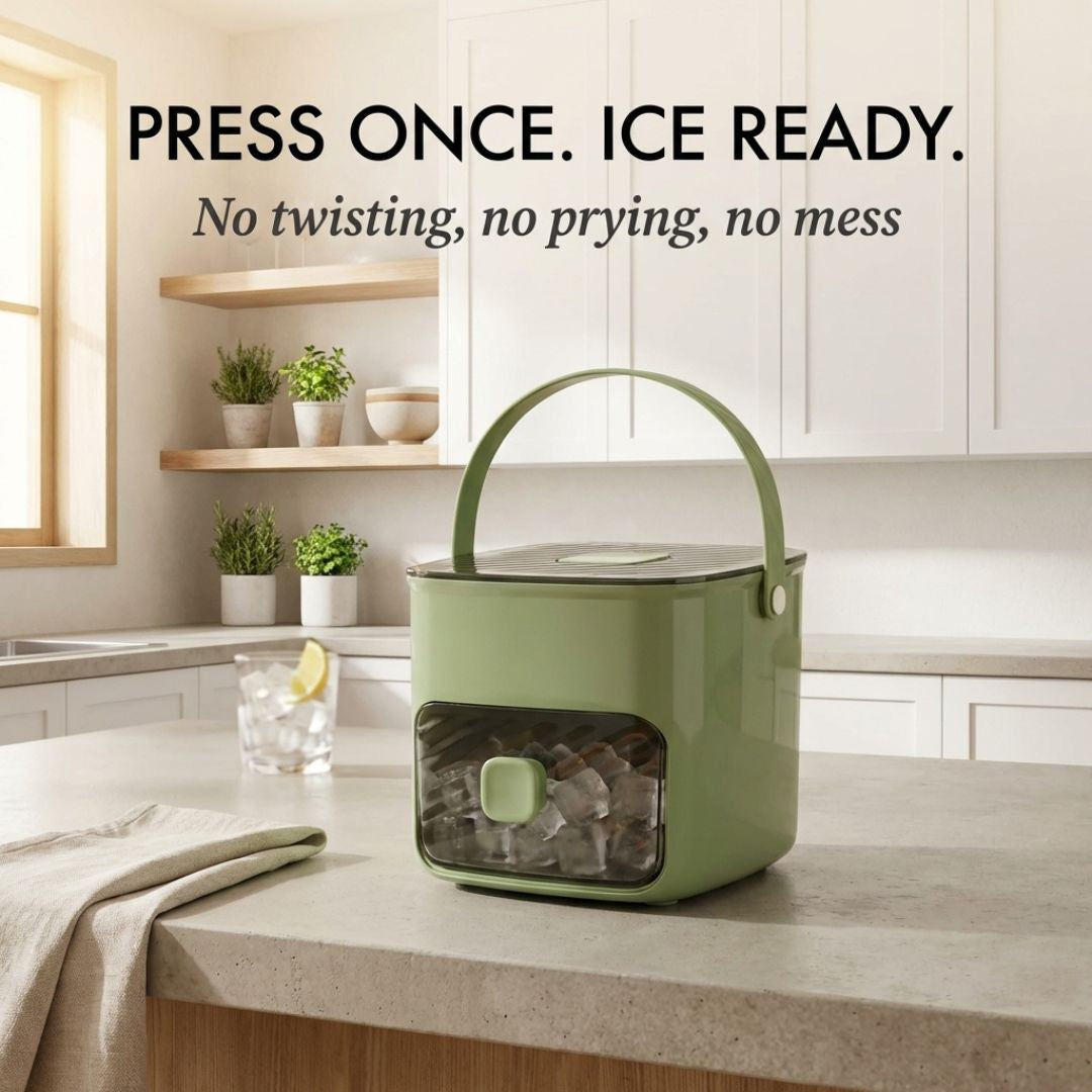 Moderne Eiswürfelform mit Eisbox, Eisschaufel & 48 Fächern; BPA-frei für sichere Getränkekühlung.