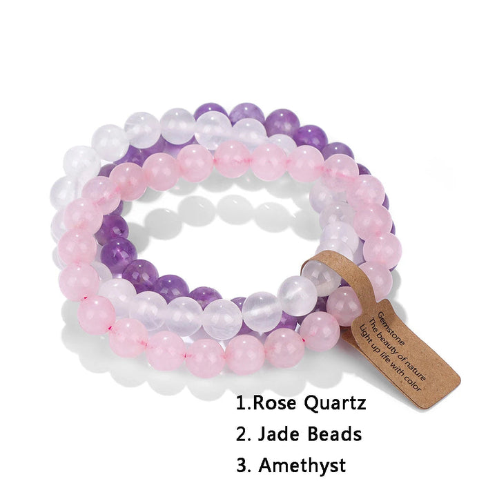 Zwei elegante Naturstein-Armbänder mit Opal-Edelsteinen. Unisex Perlenarmbänder als stilvolles Accessoire.