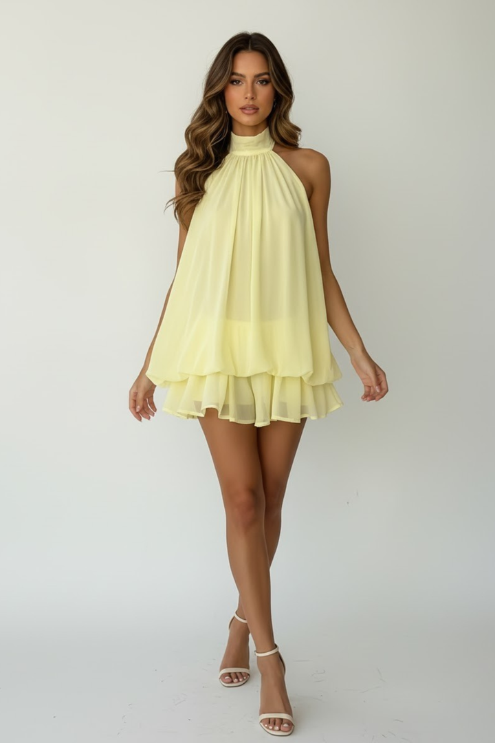 Damen Mini-Kleid mit Neckholder, elegant, perfekt für Party & Abend.