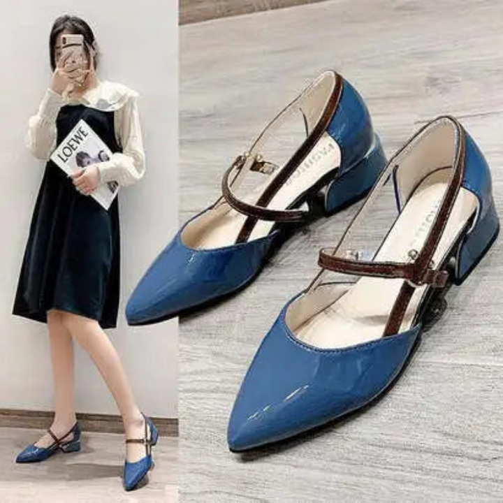Edle Damen Pumps, spitz zulaufend, niedriger Absatz. Bequemer Klassiker für Business, Hochzeit und Freizeit.