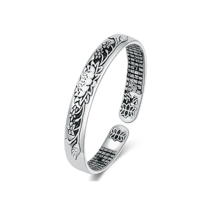 Silbernes Unisex-Armband mit Lotusblüte, S925, verstellbar. Symbol für innere Ruhe und Reinheit.