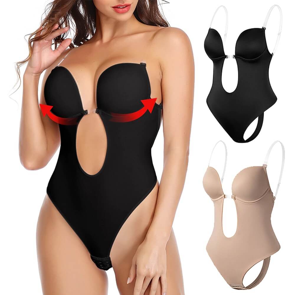 Eleganter Damen V-Ausschnitt Body Shaper, rückenfrei für unsichtbare Unterstützung unter Kleidern.