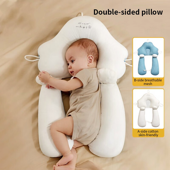 Ergonomisches Babyschlafkissen für gesunden Schlaf & Kopfschutz. Atmungsaktives Neugeborenenkissen.