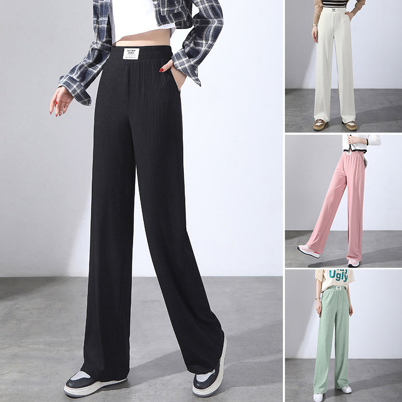 Knitterarme Damenhose in Leinenoptik, High Waist, weites Bein, perfekt für einen entspannten Sommer.