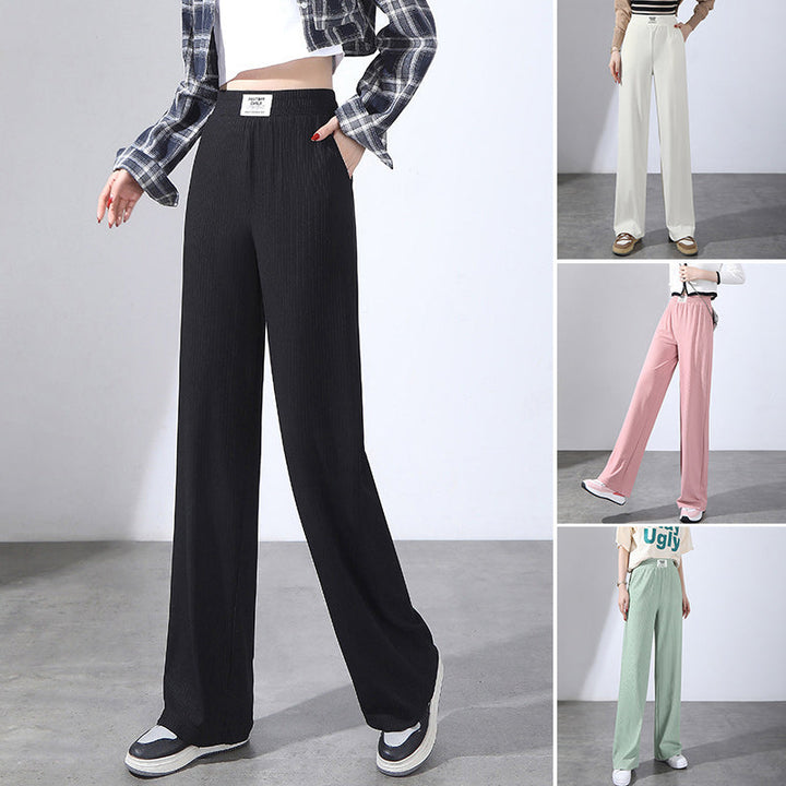 Knitterarme Damenhose in Leinenoptik, High Waist, weites Bein, perfekt für einen entspannten Sommer.