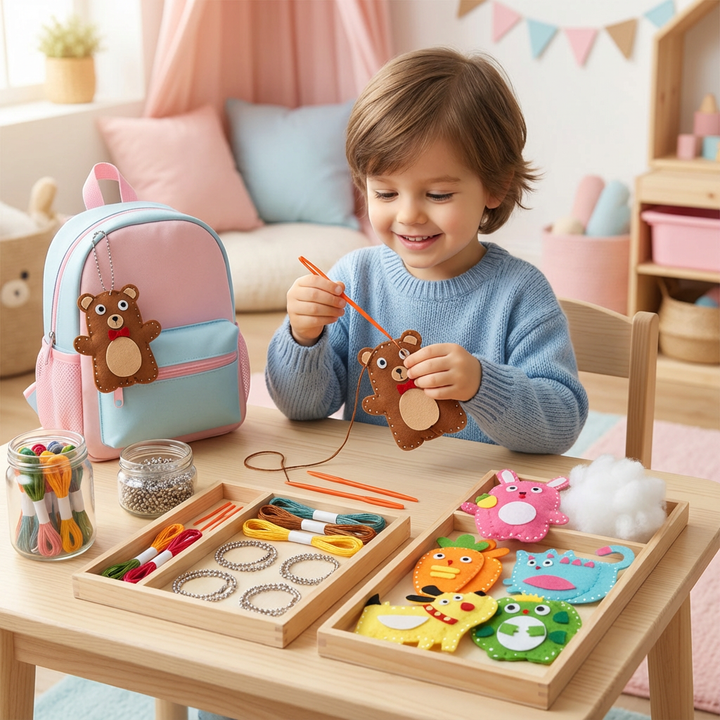 Kinder Filz Tier Set zum Nähen, DIY Bastelspaß für Kreativität & Feinmotorik.