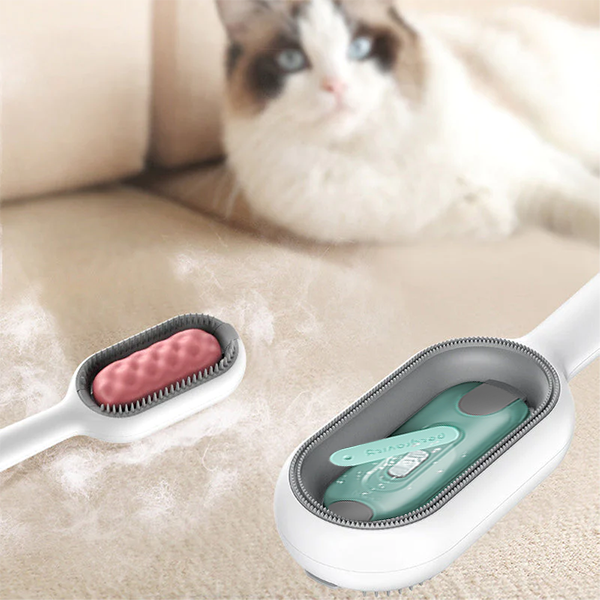 Massagebürste mit Wassertank, ideal zur sanften Fellpflege und Tierhaarentfernung für Haustiere.