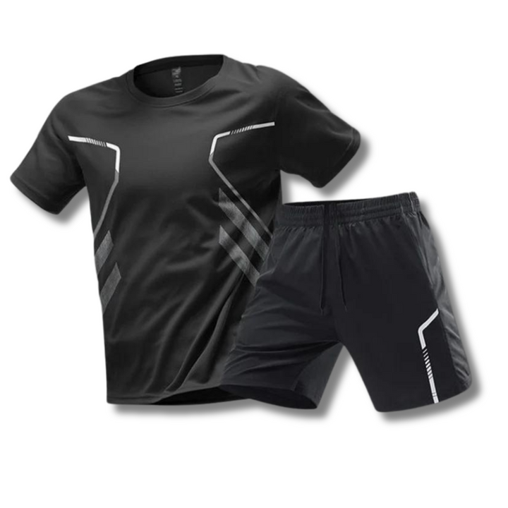 Herren Sportset für Tennis & Padel: atmungsaktives Polo & Shorts in Dunkelblau. Ideal für Training & Freizeit im Sommer.