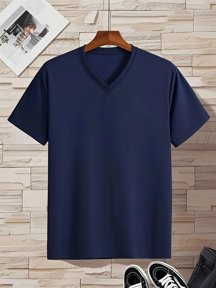 Herren V-Ausschnitt Kurzarm T-Shirt, Slim Fit Passform, bequem & vielseitig.