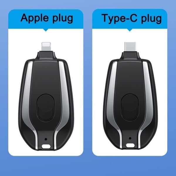 Tragbares Schlüsselanhänger-Ladegerät. Mini Powerbank für Smartphones, Notfall Akku für unterwegs.