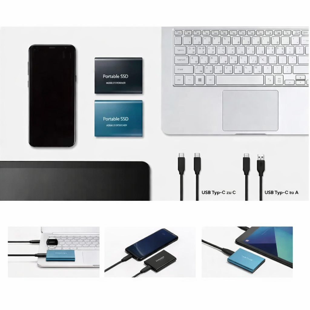 Sichere externe 2TB SSD für zuverlässige Datensicherung wichtiger Dateien. Ultraschneller digitaler Speicher für Ihre Daten.