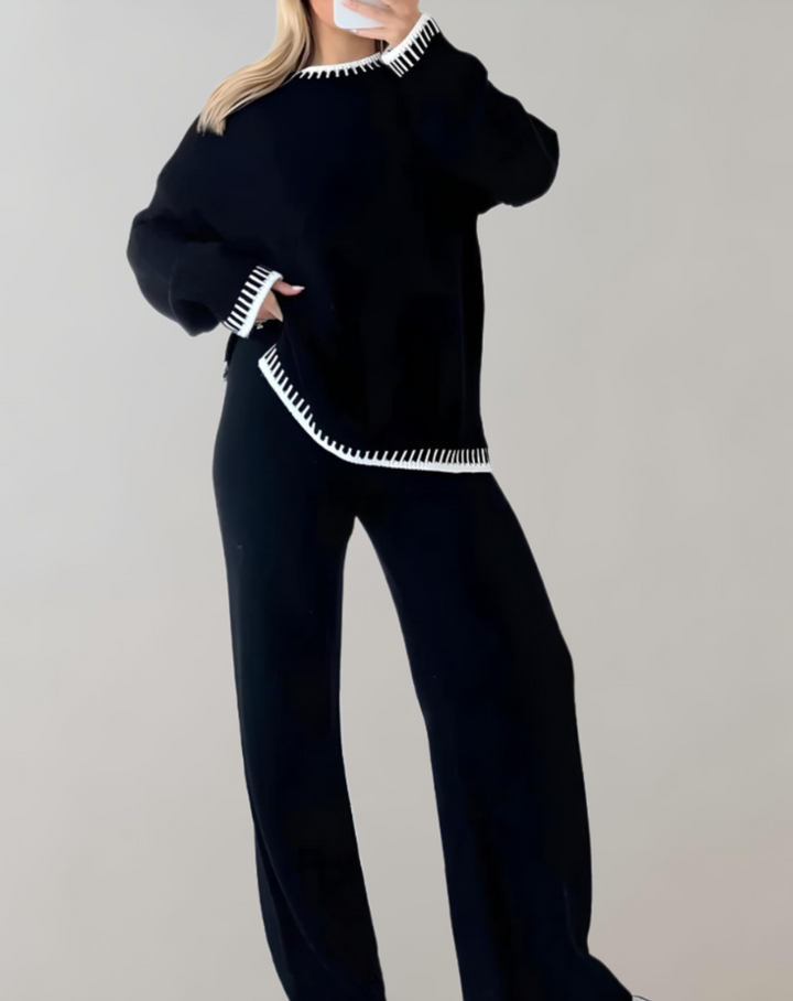Vielseitiges Damen Set, ganzjährig tragbar. Der elegante Zweiteiler ist perfekt für stilvolle Freizeit- & Business-Outfits.