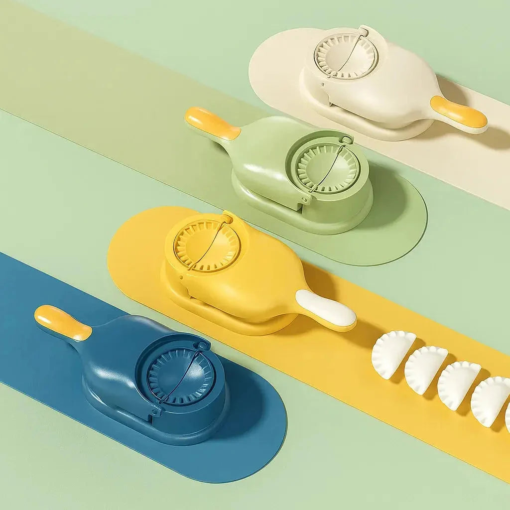 Effizienter 2-in-1 Teigtaschenformer & Dumpling Maker, manuelle Teigpresse für Knödel und Gebäck.