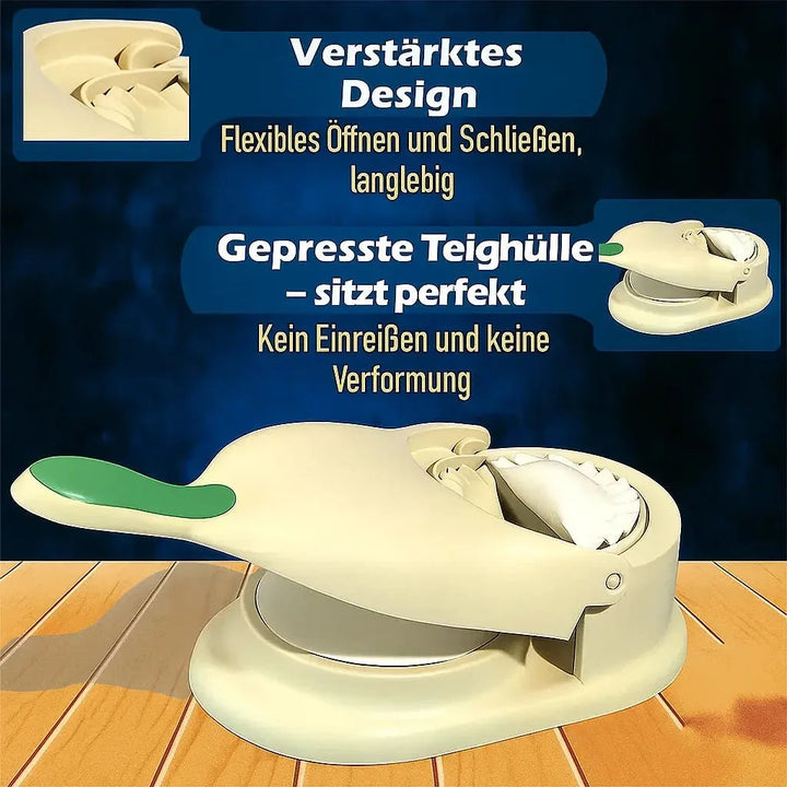 Praktischer 2-in-1 Teigtaschenformer & Teigpresse für schnelle Knödel und Dumplings, ideal zum Kochen.