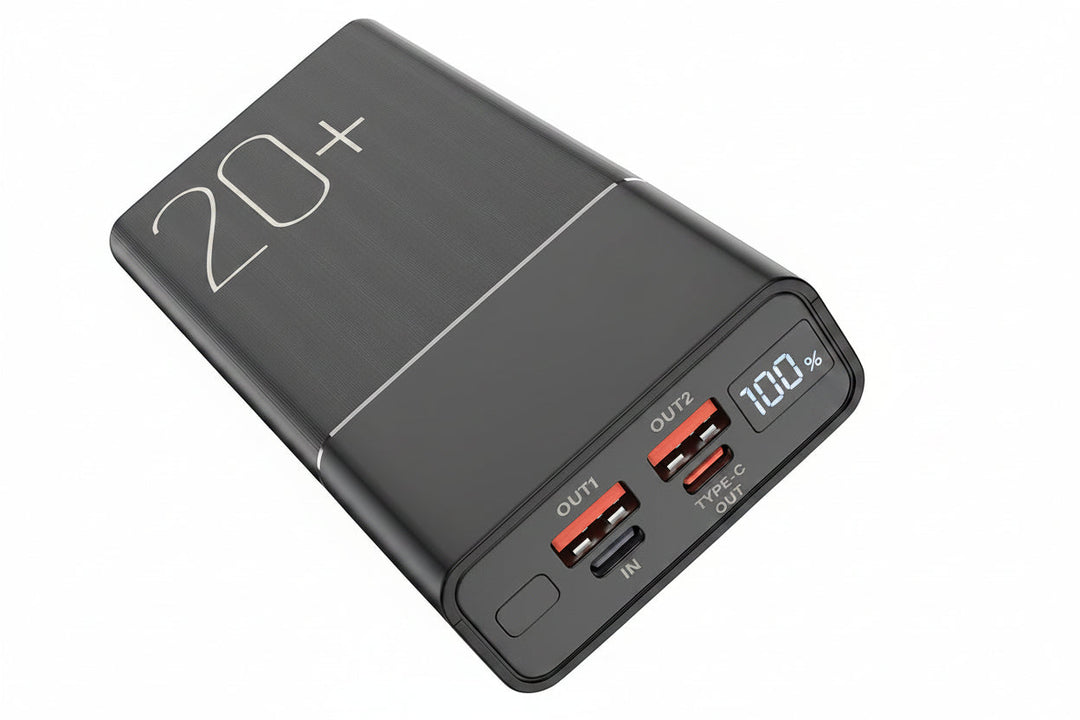Powerbank 20000mAh mit 22,5W Schnellladung & Digitalanzeige für universelle mobile Geräte.