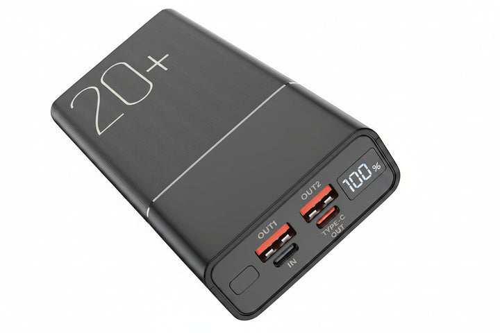 Powerbank 20000mAh mit 22,5W Schnellladung & Digitalanzeige für universelle mobile Geräte.