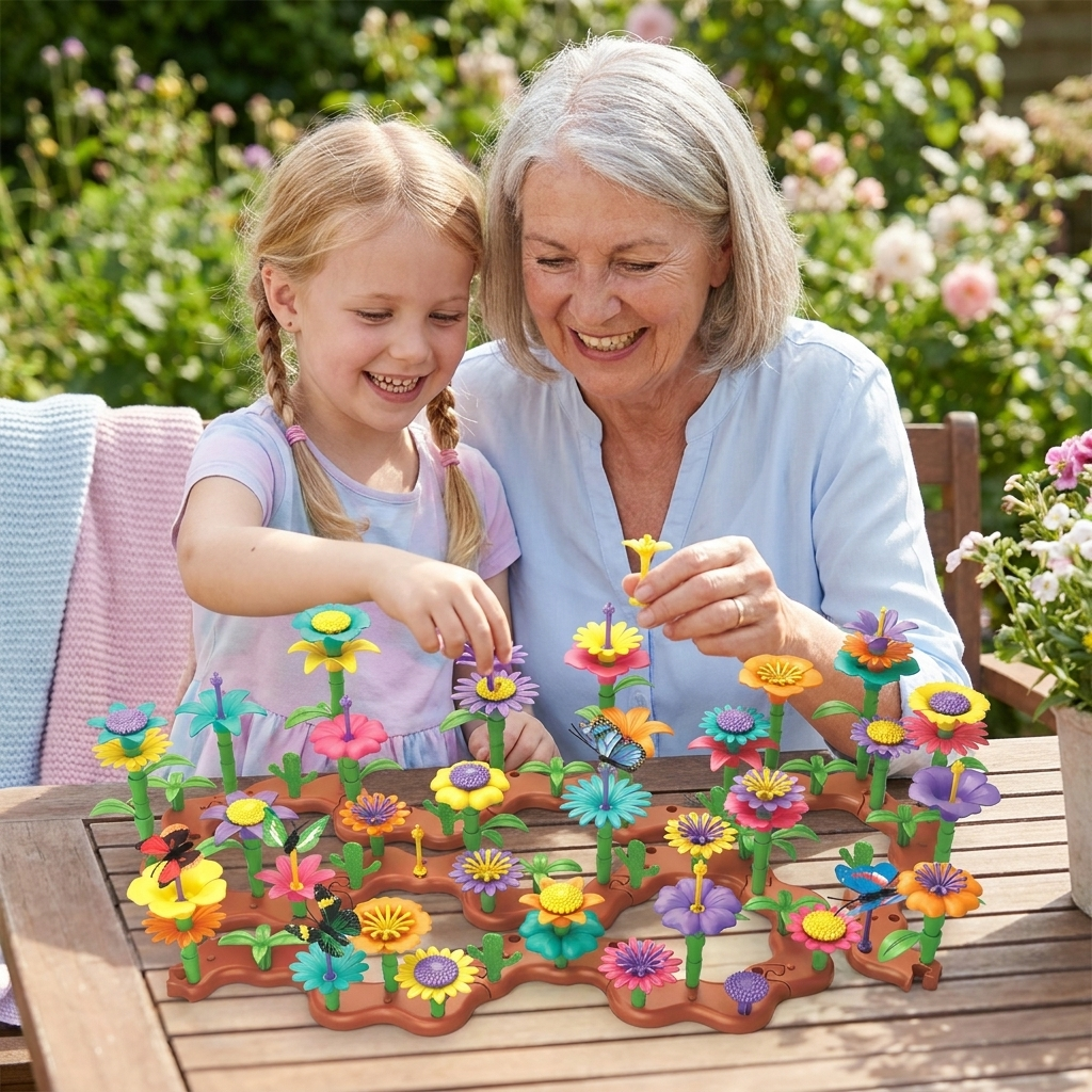 Ein vielseitiges Blumen-Steckspiel für Kinder, perfekt zur Entwicklung von Formen & kreativem Spiel.