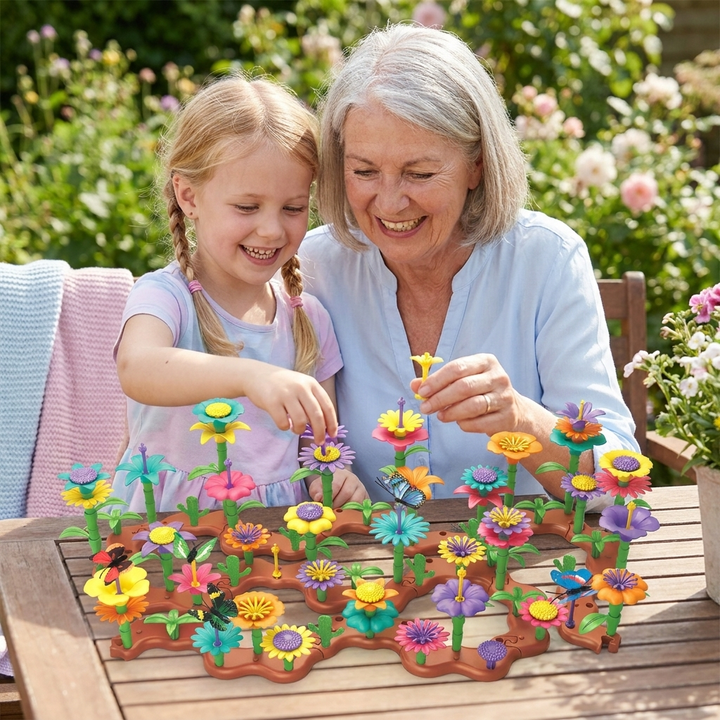Ein vielseitiges Blumen-Steckspiel für Kinder, perfekt zur Entwicklung von Formen & kreativem Spiel.