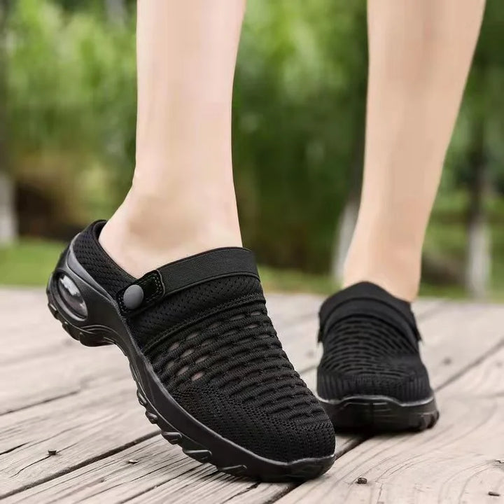 Seitliche Ansicht der orthopädischen Damen Sandalen mit Luftpolster für optimale Fußunterstützung.
