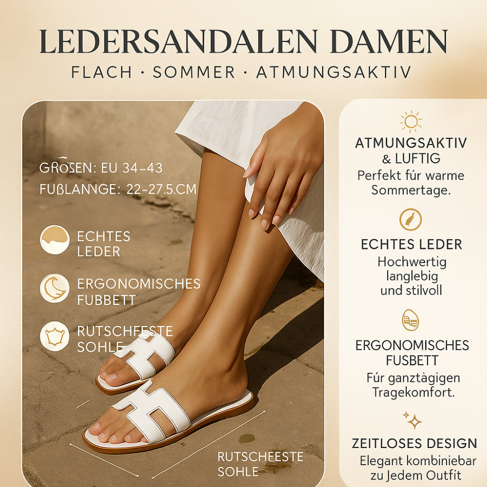 Freizeitschuhe: Flache Damensandalen mit offener Zehe, super bequem für den Sommer.