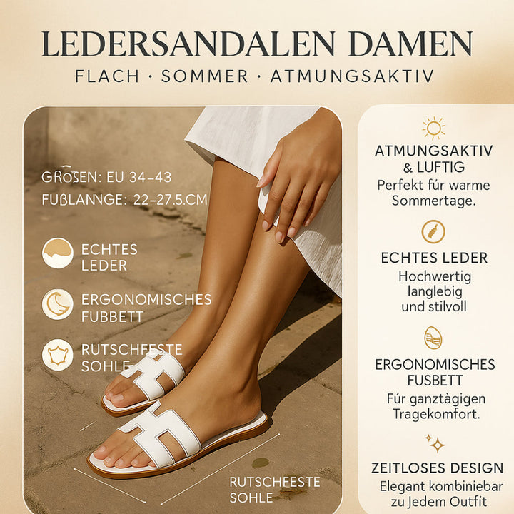 Freizeitschuhe: Flache Damensandalen mit offener Zehe, super bequem für den Sommer.