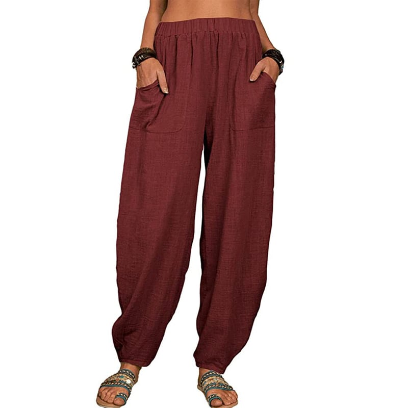 Leichte Damen Sommerhose, bequeme Haremshose mit Gummibund und lockerem Schnitt.