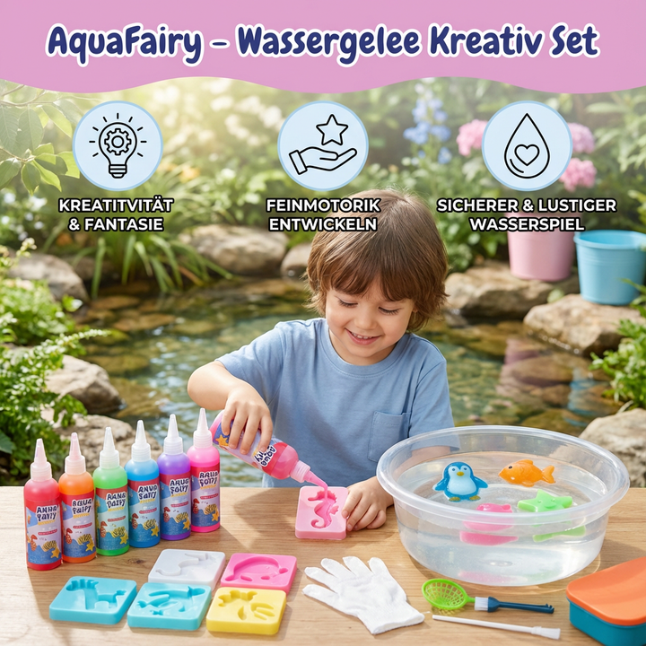 Fertige bunte Wassergelee Figuren aus dem DIY Kreativset. Perfekt für fantasievolles Spiel & Kinderbasteln.