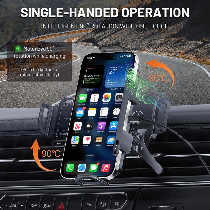 Praktische Universal Autohalterung für Smartphones mit 15W kabellosem Laden. Sicheres Kfz Zubehör.