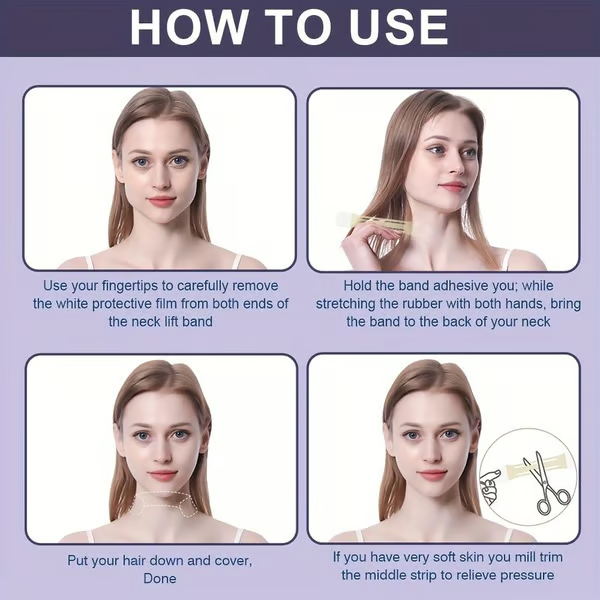 Anti-Aging Lifting-Tape für Hals & Kiefer. Unsichtbare Kosmetik für eine straffere, glattere Haut.
