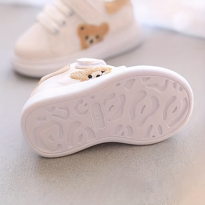 Stilvolle Purzelheld Lauflernschuhe für Kleinkinder, mit süßer Teddy-Applikation & Klettverschluss.
