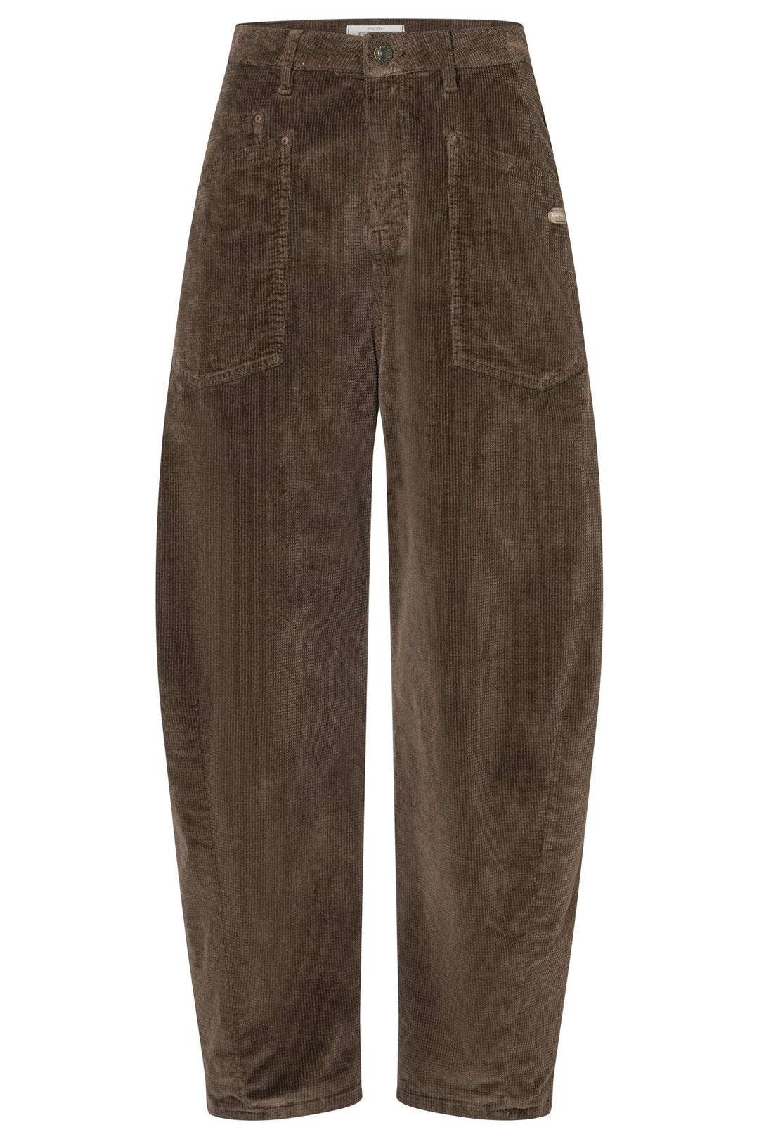 Stylische Damen Cordhose O-Shape, bequem und trendig, mit hoher Taille und konischem Bein.