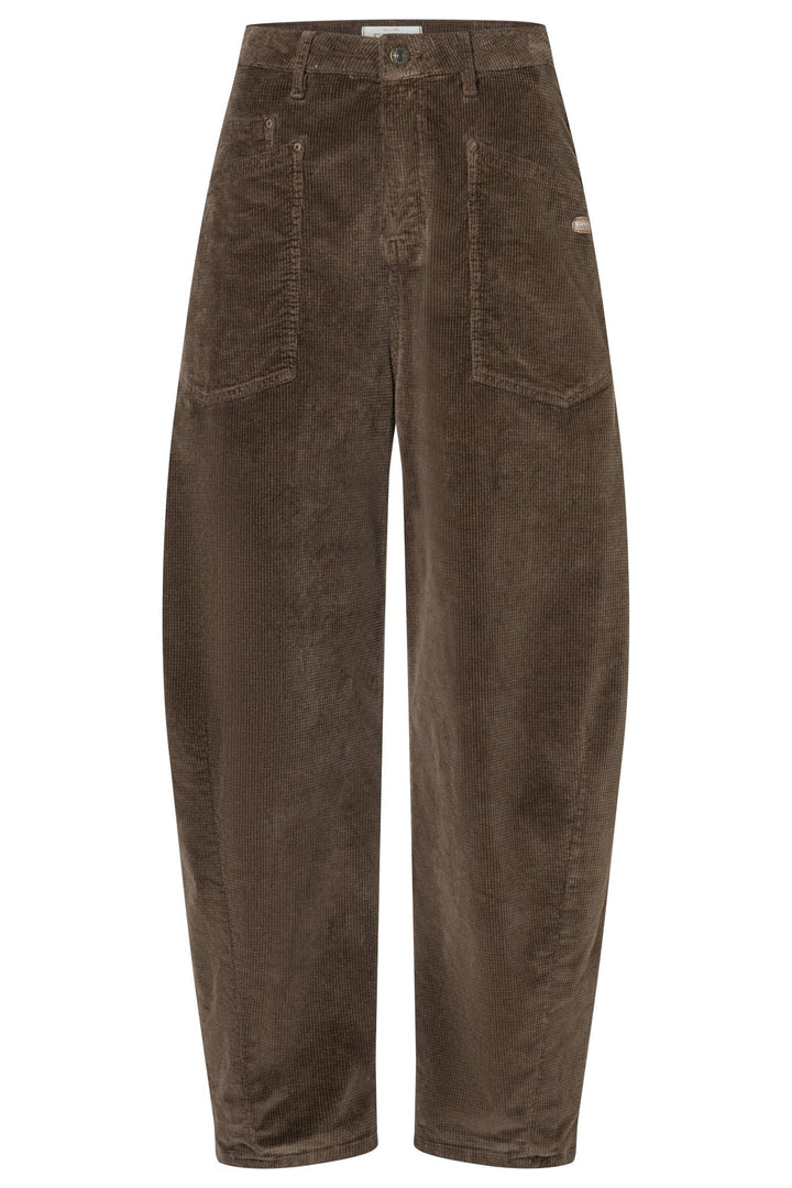 Stylische Damen Cordhose O-Shape, bequem und trendig, mit hoher Taille und konischem Bein.