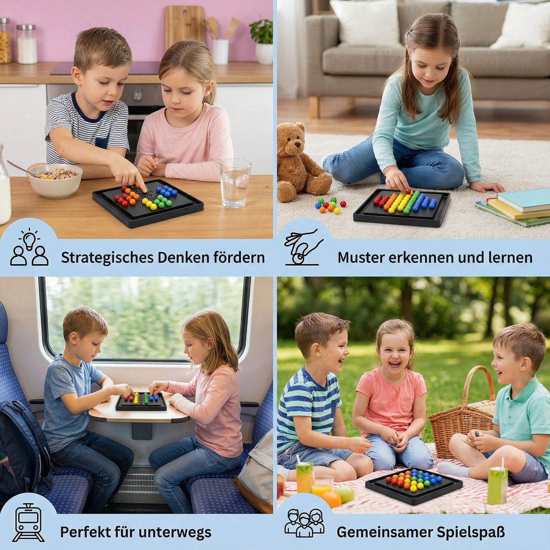Farben Match Logikspiel mit bunten Puzzleteilen, ein Denkspiel für Geduld & Geschicklichkeit. Ideal für Kinder & Erwachsene.