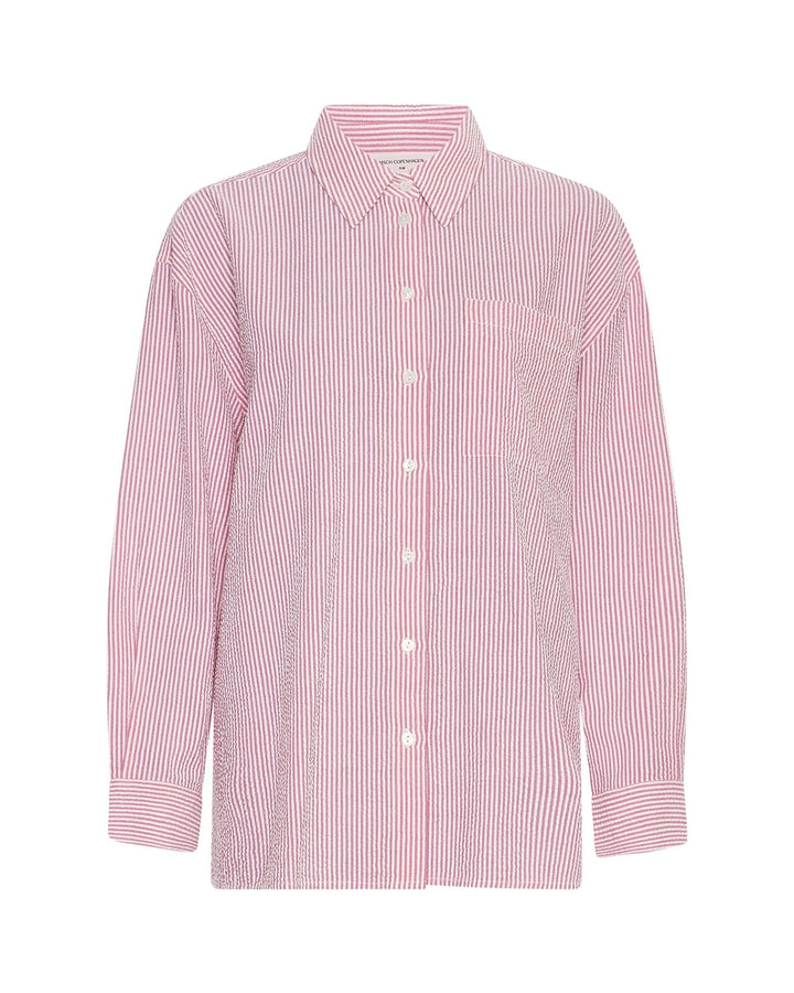 Elegante Damenbluse, gestreift, mit klassischem Kragen und langen Ärmeln. Ideal für Business & Freizeit im Frühling/Sommer.