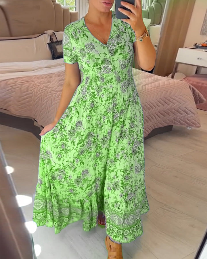 Vielseitiges Maxikleid für Damen, V-Ausschnitt, bequem geschnitten, auch in Übergrößen erhältlich.
