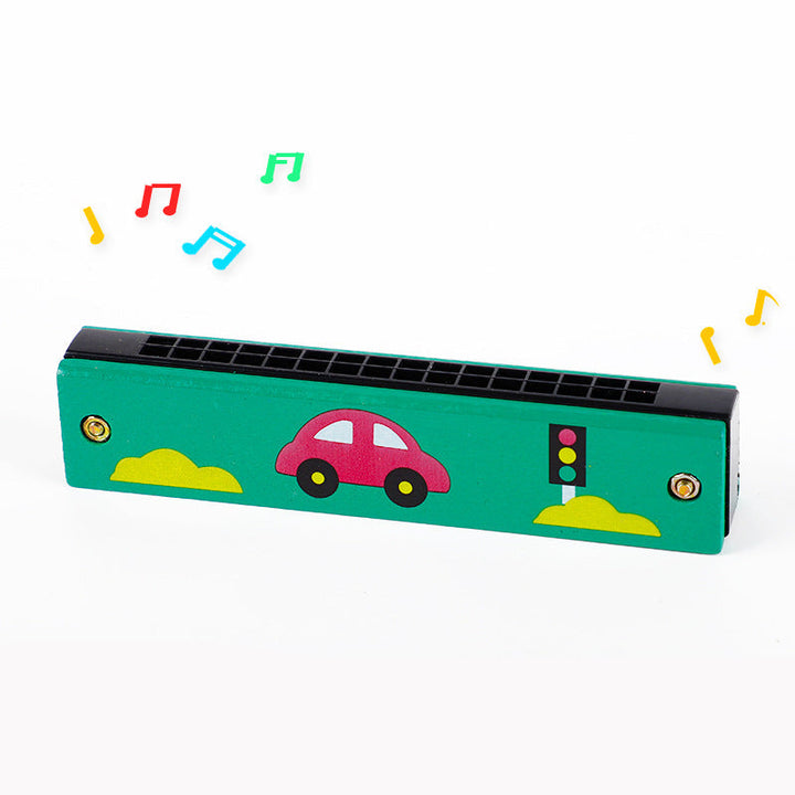 Fröhliche Kindermundharmonika, buntes Design, inspiriert zum Musikmachen.